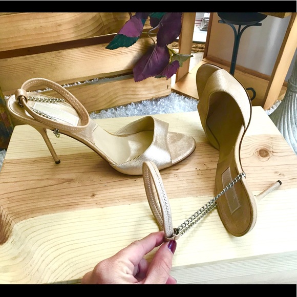 Michael Kors Shoes - Michael Kors rose gold shimmer suede sandal heel